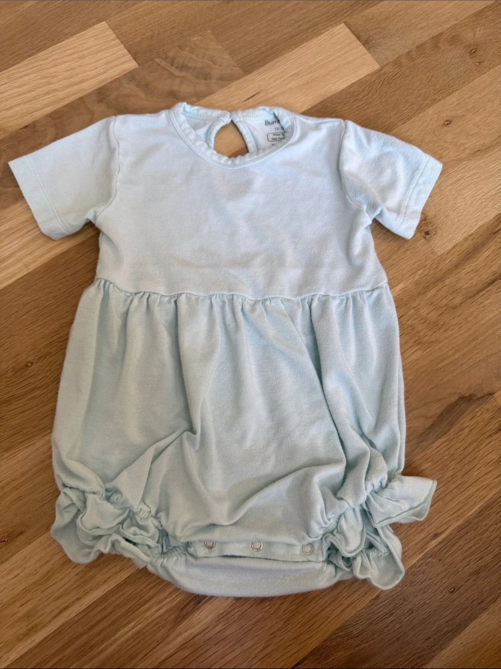 Burt's Bees Baby Light Blue Bubble Romper with Ruffle Legs